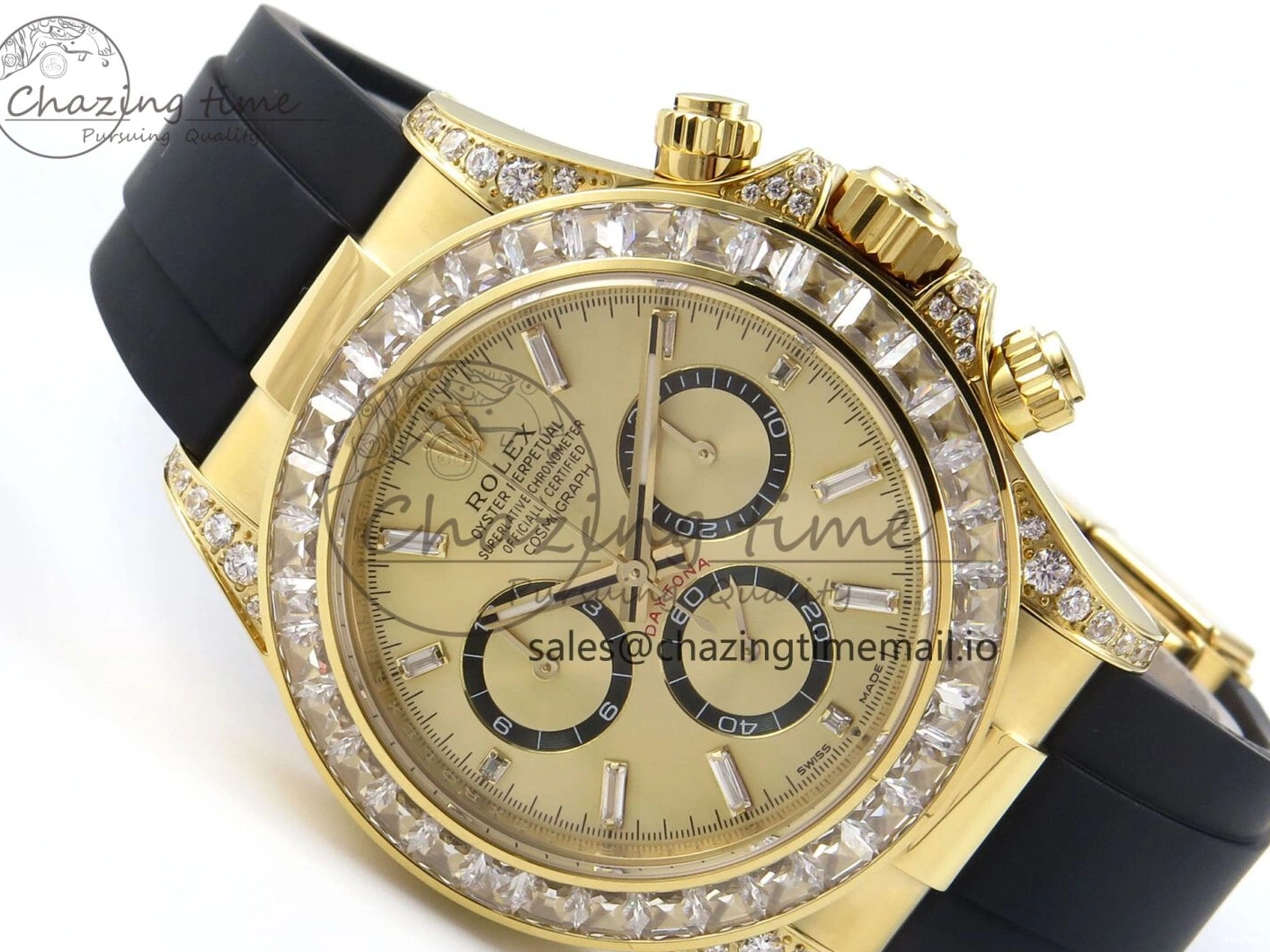 MiroTime 0203 Daytona 126538TBR EWEF 1:1 Best Edition 904L Steel YG Crystal Dial Diamonds Bezel on Black Rubber Strap SH OdorResistant 463